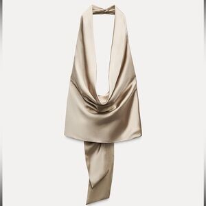 Draped Satin Effect Halter Top